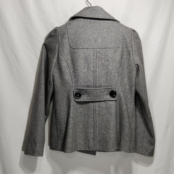 Steve Madden Womens Peacoat Jacket Size Medium Wool Double Breasted Grey - Picture 2 of 6